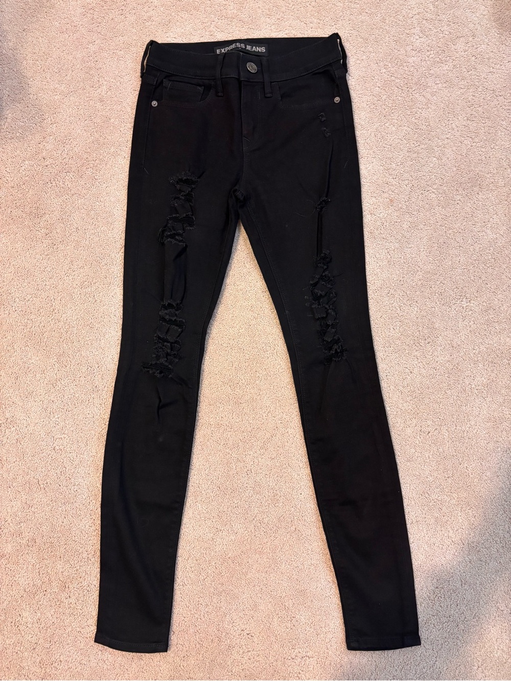 Express Black Jeans with Branded Waist Patch